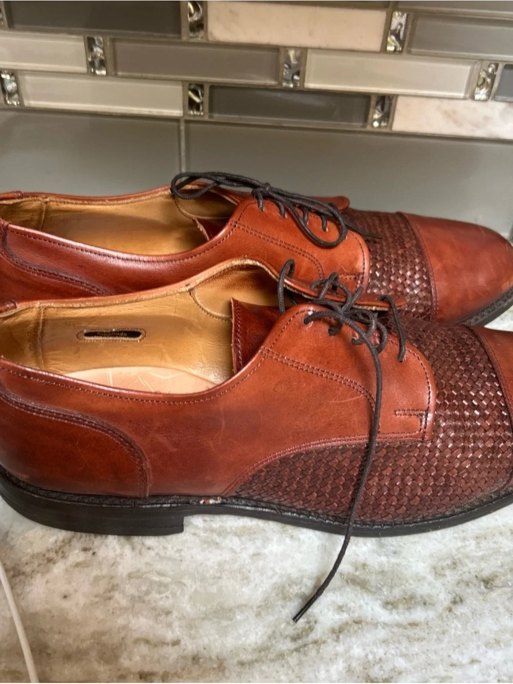Allen Edmonds Lauderdale Leather Woven Captoe Oxford Dress Shoes US 9.5 D